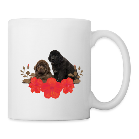 Newfoundland Dog Floral Print Coffee/Tea Mug - white