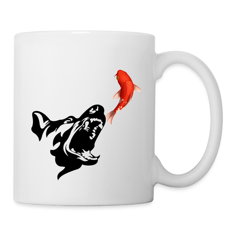 Dog Catching Fish Print Coffee/Tea Mug - white