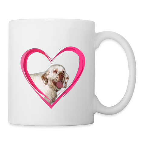 Clumber Spaniel On Heart Print Coffee/Tea Mug - white