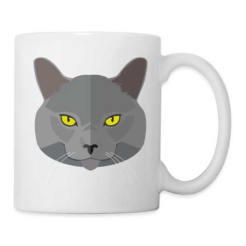Chartreux Cat Face Print Coffee/Tea Mug - white
