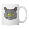 Chartreux Cat Face Print Coffee/Tea Mug - white