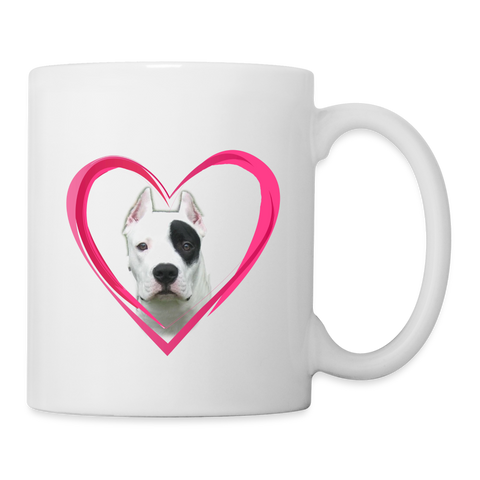 Dogo Argentino On Heart Print Coffee/Tea Mug - white