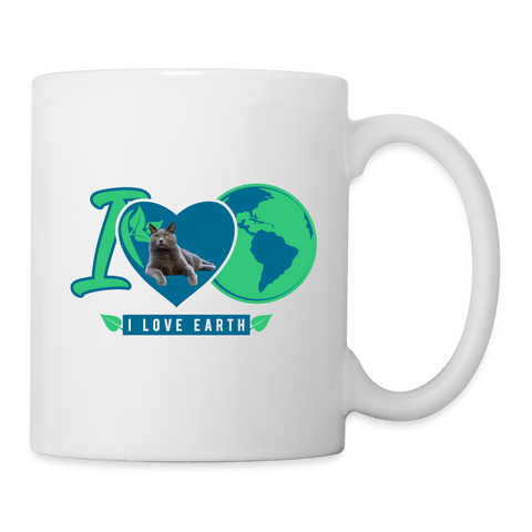 Chartreux Cat I Love Earth Print Coffee/Tea Mug - white
