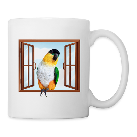 Caique Parrot Print Coffee/Tea Mug - white