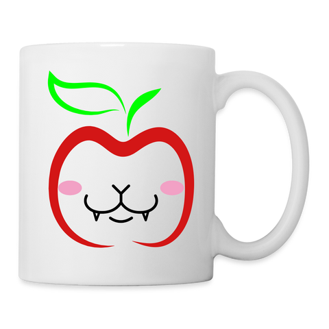 Apple Cat Face Print Coffee/Tea Mug - white