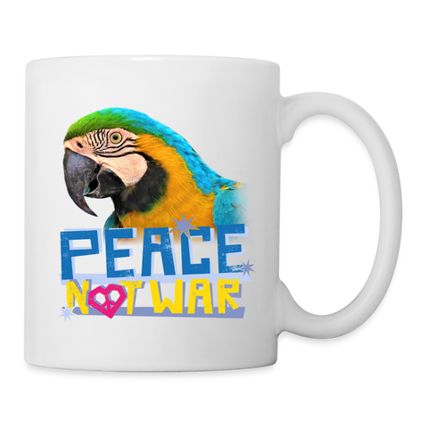 Blue and Yellow Macaw Parrot Print Coffee/Tea Mug - white