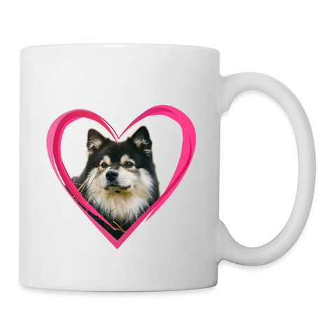Finnish Lapphund On Heart Print Coffee/Tea Mug - white