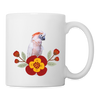 Salmon Crested cockatoo Parrot Flower Print Coffee/Tea Mug - white