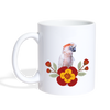 Salmon Crested cockatoo Parrot Flower Print Coffee/Tea Mug - white