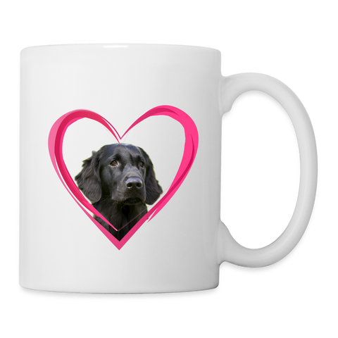 Flat-coated Retriever On Heart Print Coffee/Tea Mug - white