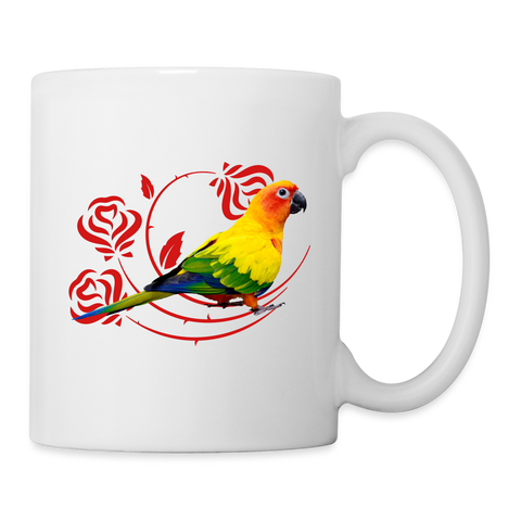 Conure Parrot Flower Print Coffee/Tea Mug - white