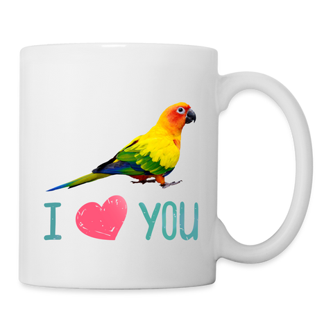 Conure Parrot Print Coffee/Tea Mug - white