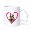 German Shepherd On Heart Print Coffee/Tea Mug - white