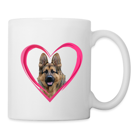 German Shepherd On Heart Print Coffee/Tea Mug - white