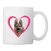 German Shepherd On Heart Print Coffee/Tea Mug - white