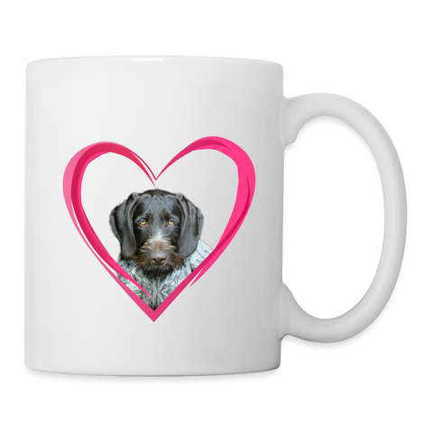 German Wirehaired Pointer On Heart Print Coffee/Tea Mug - white