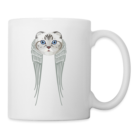 Cat With Wing Art Print Coffee/Tea Mug - white