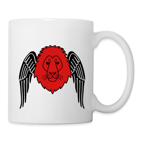 Lion Face With Wing Print Coffee/Tea Mug - white