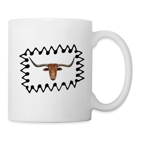 Texas Longhorn Cattle (Cow) Face Print Coffee/Tea Mug - white