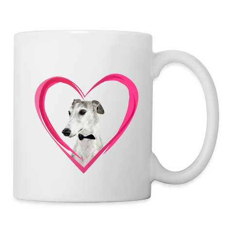 Greyhound Dog On Heart Print Coffee/Tea Mug - white