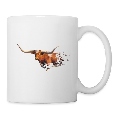 Texas Longhorn Cattle (Cow) Art Print Coffee/Tea Mug - white