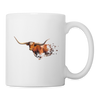 Texas Longhorn Cattle (Cow) Art Print Coffee/Tea Mug - white