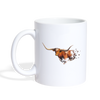 Texas Longhorn Cattle (Cow) Art Print Coffee/Tea Mug - white