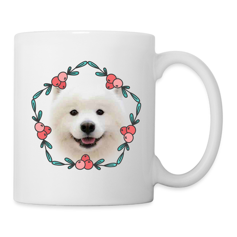 Samoyed Dog Floral Print Coffee/Tea Mug - white