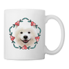 Samoyed Dog Floral Print Coffee/Tea Mug - white