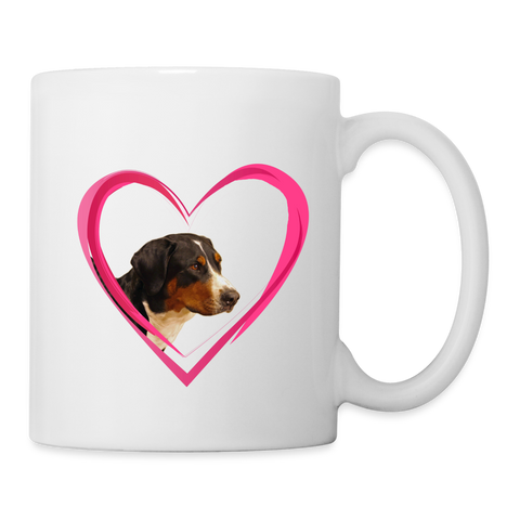 Greater Swiss Mountain Dog On Heart Print Coffee/Tea Mug - white