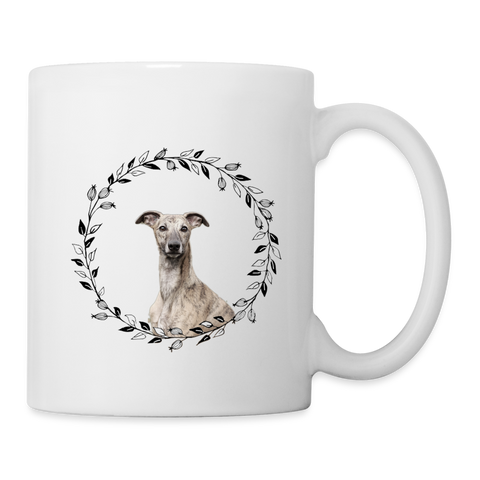 Greyhound Dog On Heart Print Coffee/Tea Mug - white