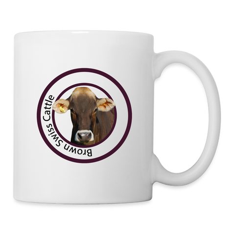 Brown Swiss Cattle (Cow) Print Coffee/Tea Mug - white