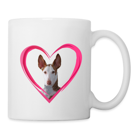 Ibizan Hound On Heart Print Coffee/Tea Mug - white