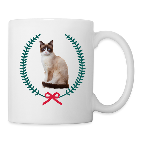 Snowshoe Cat Floral Print Coffee/Tea Mug - white