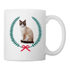 Snowshoe Cat Floral Print Coffee/Tea Mug - white