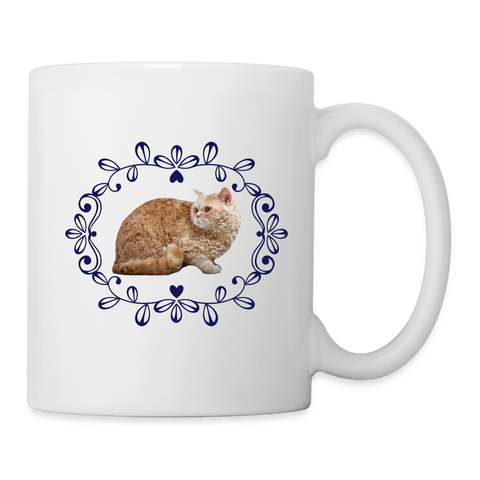 Selkirk Rex Cat Floral Print Coffee/Tea Mug - white