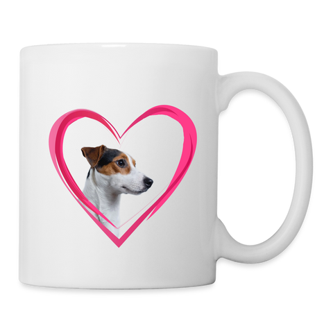 Jack Russell Terrier On Heart Print Coffee/Tea Mug - white