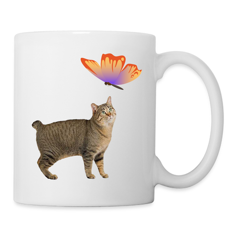 Pixie-Bob Cat With Butterfly Print Coffee/Tea Mug - white