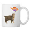 Pixie-Bob Cat With Butterfly Print Coffee/Tea Mug - white