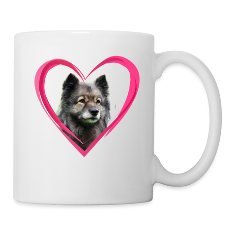 Keeshond On Heart Print Coffee/Tea Mug - white