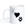 Peace love Paws Print Coffee/Tea Mug - white