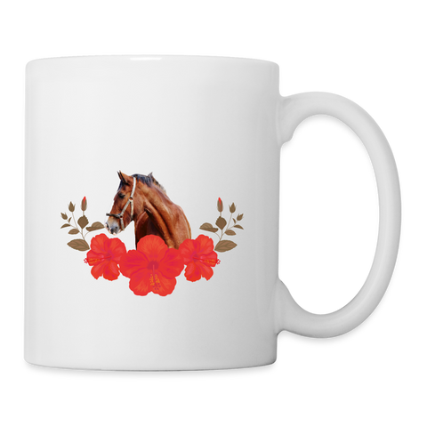 Shire Horse Floral Print Coffee/Tea Mug - white