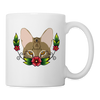 Cat Face Floral Print Coffee/Tea Mug - white