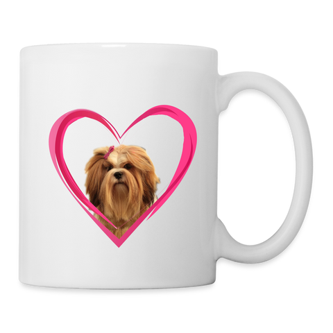 Lhasa Apso On Heart Print Coffee/Tea Mug - white