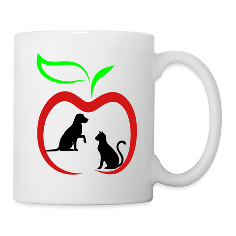 Dog and Cat in Apple Print Coffee/Tea Mug - white