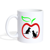 Dog and Cat in Apple Print Coffee/Tea Mug - white