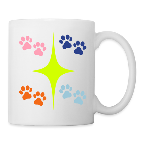 Star with Paws Print Coffee/Tea Mug - white