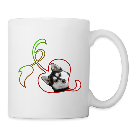 Pomsky Dog in heart Print Coffee/Tea Mug - white