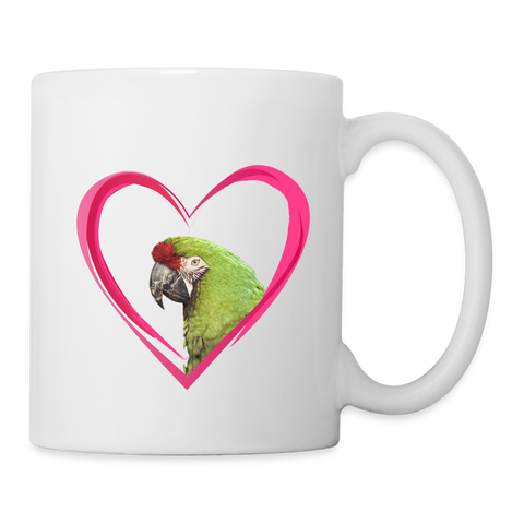 Military Macaw On Heart Print Coffee/Tea Mug - white