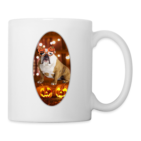 Bulldog Halloween Print Coffee/Tea Mug - white